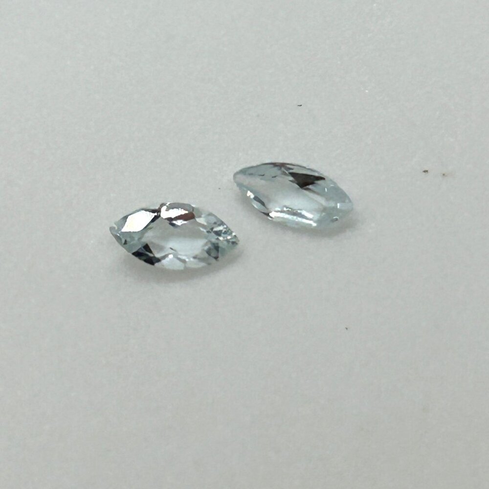 Natural Aquamarine Loose Gemstone Lot 2 Princess Square 2 Marquise Leaf Cut - Picture 7 of 11